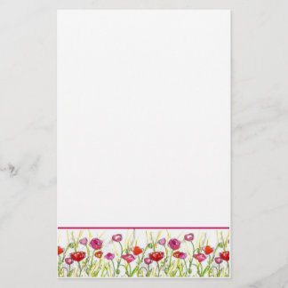 Papeterie Fleurs de pavot rouge Aquarelle Fleurs