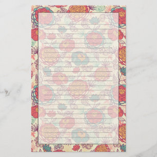 Papeterie Fleurs de pivoine et motif feuille