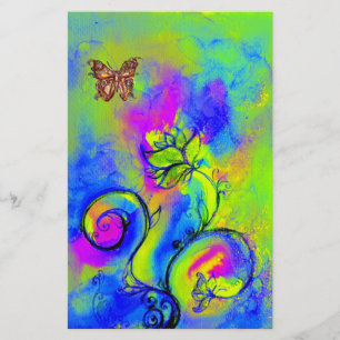 PAPETERIE FLEURS ET BUTTERFLITS BLANCS