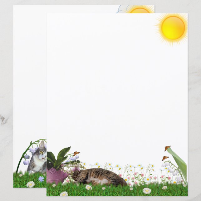 Papeterie Fleurs et Chats de Mai (Devant / Derrière)