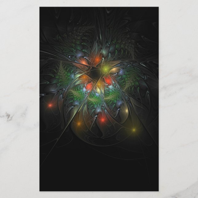 Papeterie Fleurs imaginaires fractales douces et tendres (Devant)