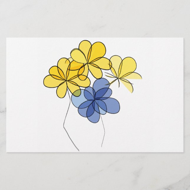 Papeterie Fleurs jaunes et bleues (Devant)