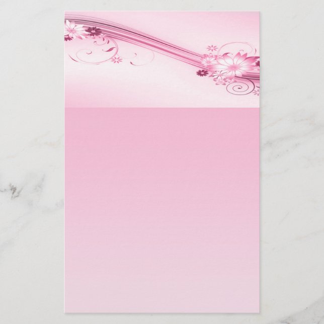 Papeterie Fleurs roses et vagues (Devant)