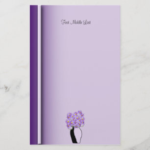 Papeterie Fleurs sauvages Violets En Vase Croché Sur Mesure