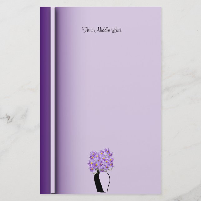 Papeterie Fleurs sauvages Violets En Vase Croché Sur Mesure (Devant)