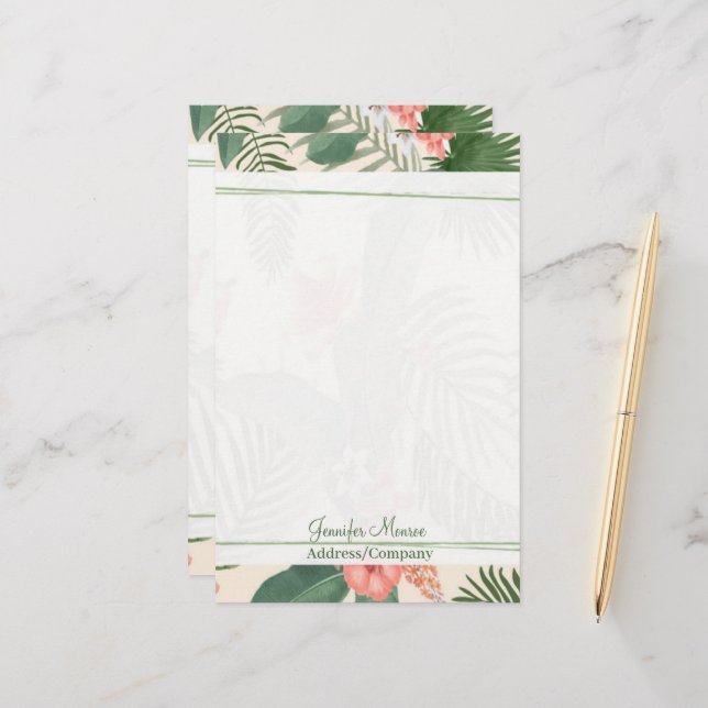 Papeterie Fleurs tropicales personnalisées (Devant/Arrière en situation)