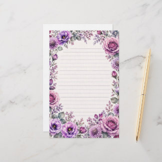 Papeterie Fleurs violettes.