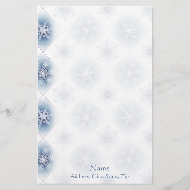 Papeterie Flocons de neige bleus scintillants (Devant)