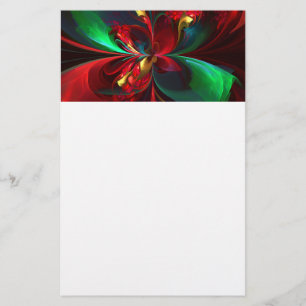 Papeterie Floral moderne Art Abstrait Rouge Vert Motif #11