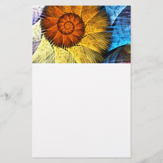 Papeterie Floral Orange Bleu Jaune Art Abstrait (Devant)