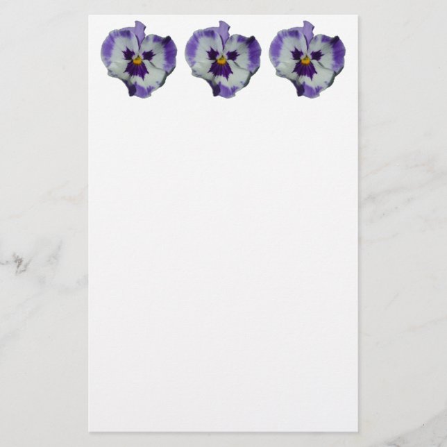 Papeterie Floral Purple and White Pansies (Devant)