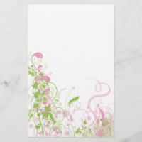 Floral rose et vert élégant et remous