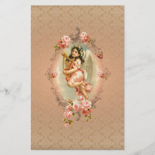 Papeterie Floral vintage baroque de rose victorien d'ange