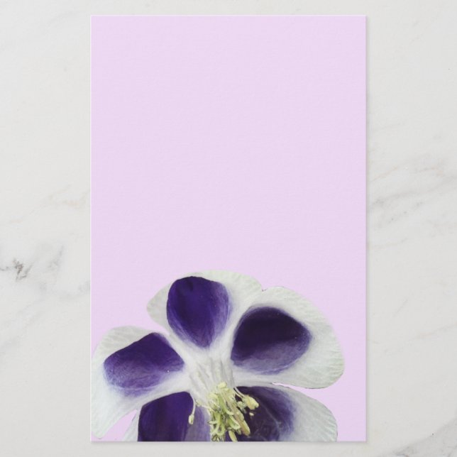 Papeterie florale, fleur pourpre et blanche (Devant)