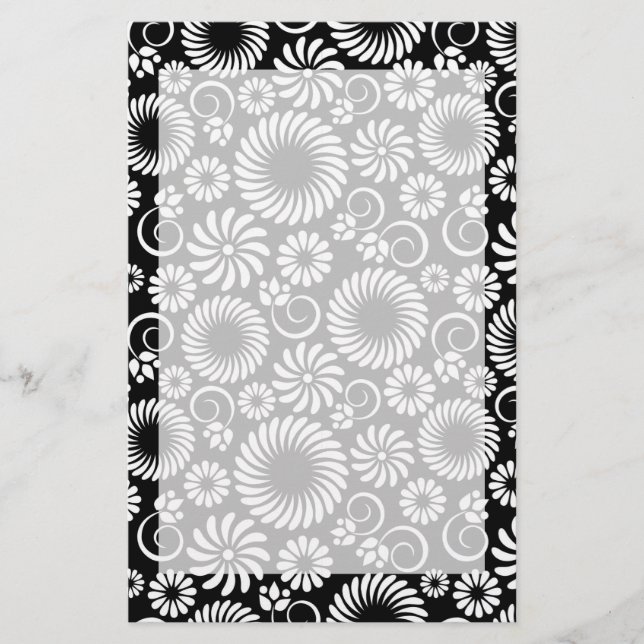 Papeterie florale noire et blanche (Devant)