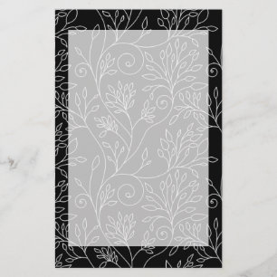 Papeterie florale noire et blanche