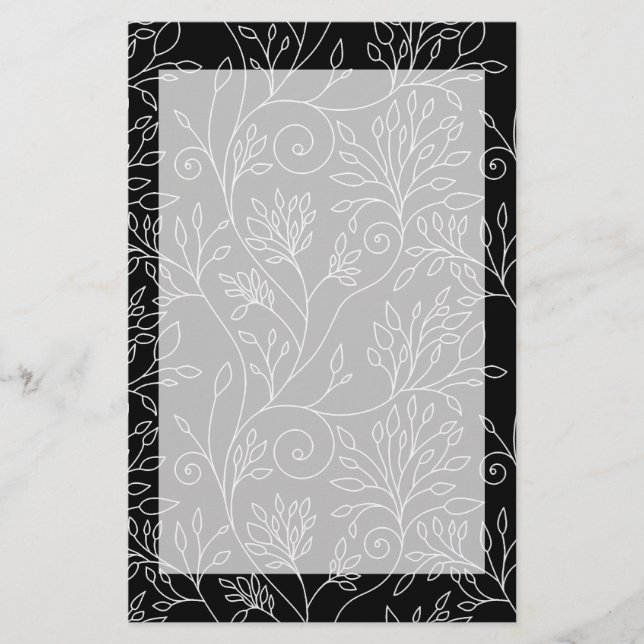 Papeterie florale noire et blanche (Devant)