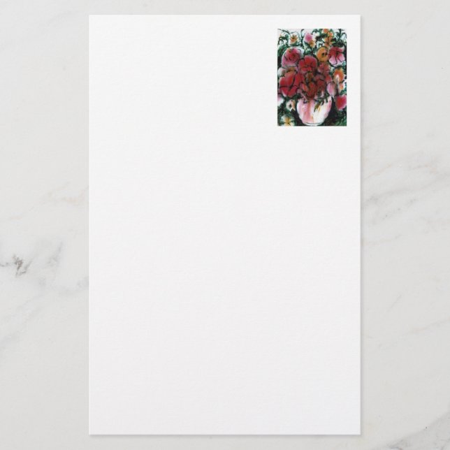Papeterie florale "Vase rose" (Devant)