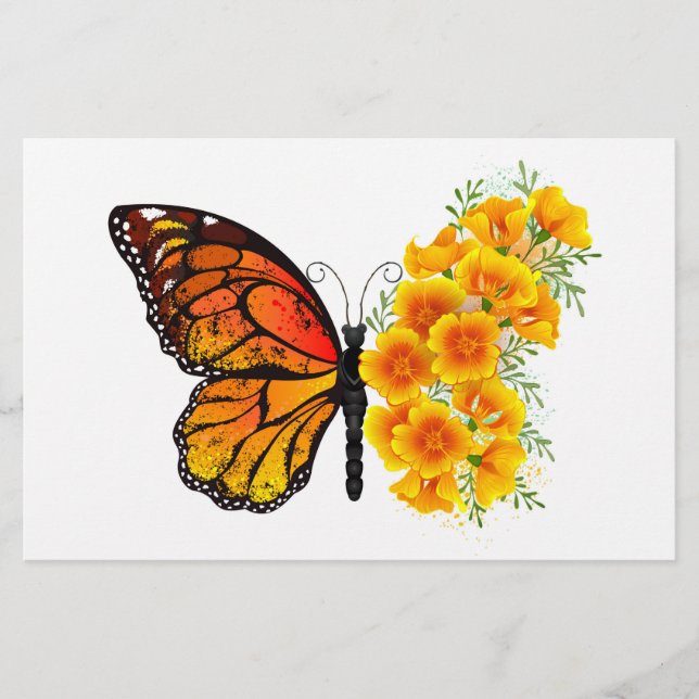 Papeterie Flower Butterfly with Yellow California Poppy (Devant)