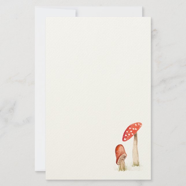 Papeterie Forêt Champignons Aquarelle Fantaisiste (Devant)