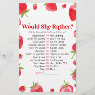 Papeterie Fraise Berry Voudrait-Elle Plaire Baby shower Jeu