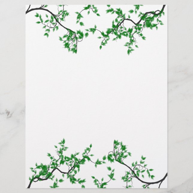 Papeterie frontière Feuille jolie verte (Devant)