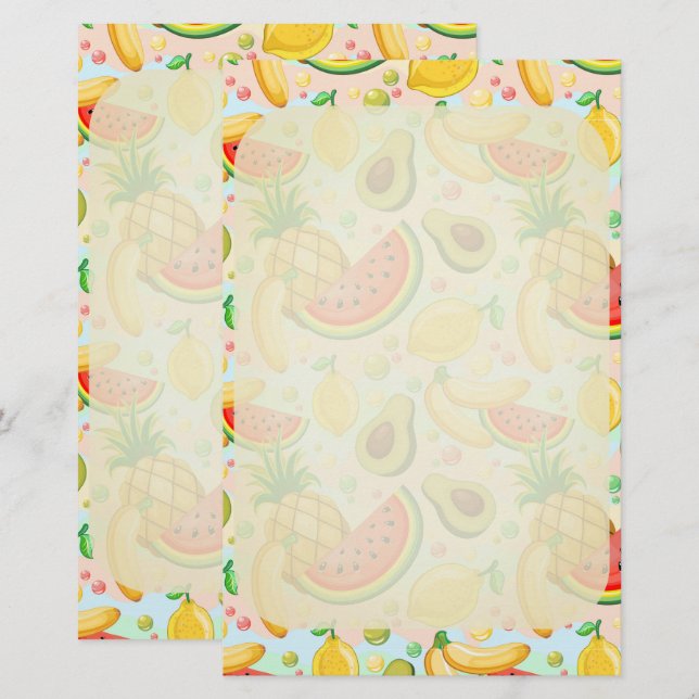 Papeterie Fruits d'été frais Motif (Devant / Derrière)