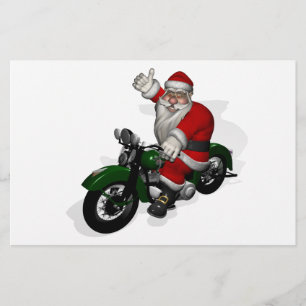 Papeterie Funny Santa Claus sur la moto Vintage verte