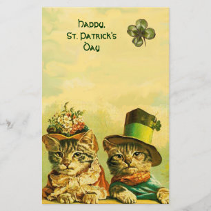 PAPETERIE FUNNY VIEILLE MODE ST PATRICK'S DAME CHATS, SHAMRO
