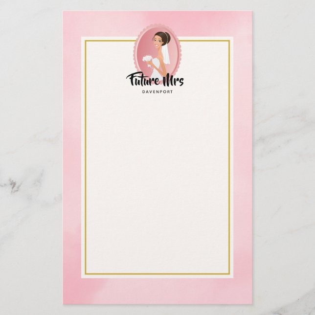 Papeterie Futur Mme avec mariée en Mariage Gown (Devant)