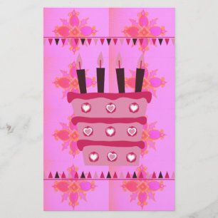 Papeterie Gâteau d'anniversaire floral pour elle / Filles Ar