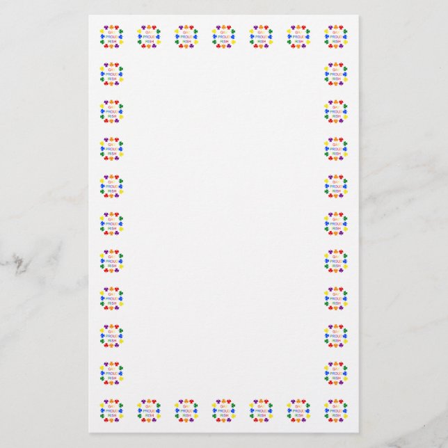 Papeterie Gay Fier Irlandais LGBT Rainbow Shamrocks (Devant)