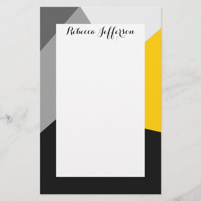 Papeterie Geo jaune et noir gris moderne simple (Devant)