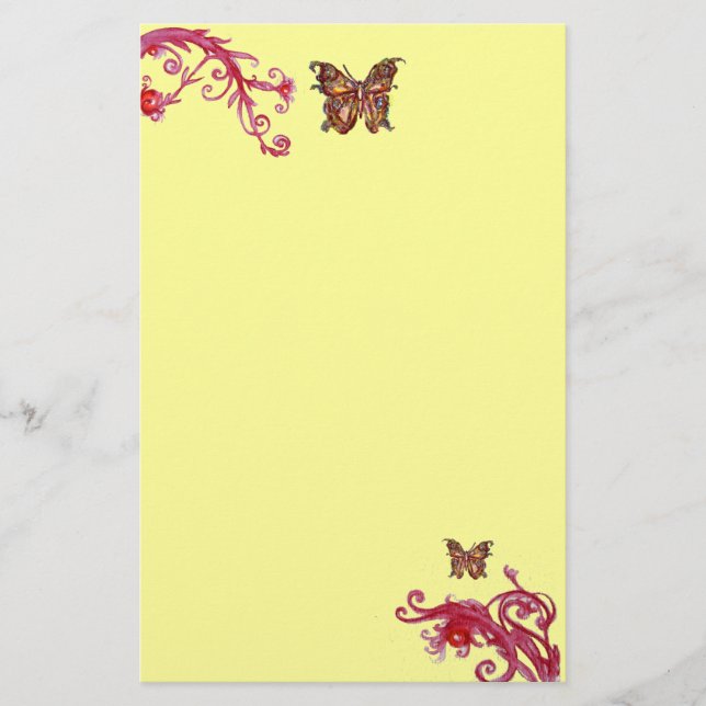 Papeterie GOLD BUTTERFLY, rouge rose jaune clair (Devant)