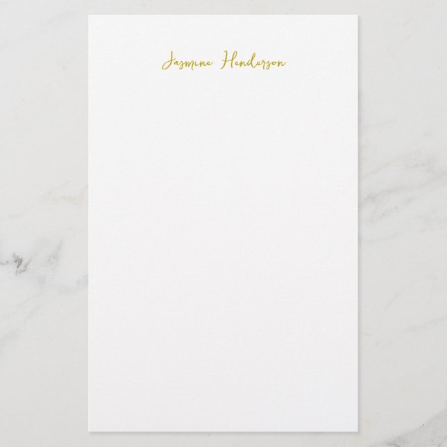 Papeterie Gold Color Calligraphy Nom professionnel (Devant)
