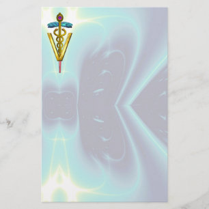 Papeterie GOLDEN CADUCEUS VETERINARY SYMBOLE / Teal Blue
