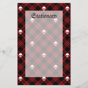 Papeterie Gothique Crâne Tartan Plaid