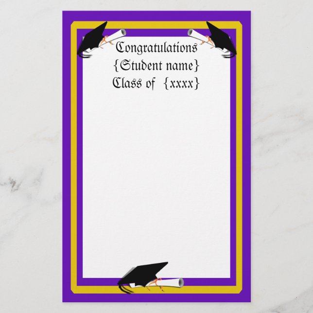 Papeterie Grad Casquette Tilt & Diplôme avec couleurs violet (Devant)