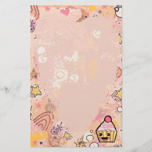 Papeterie Graffiti de petit gâteau et rose de coeur - (Devant)