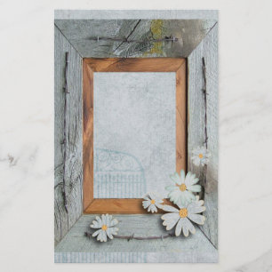 Papeterie grange bleu rustique mariage campagnard marguerite