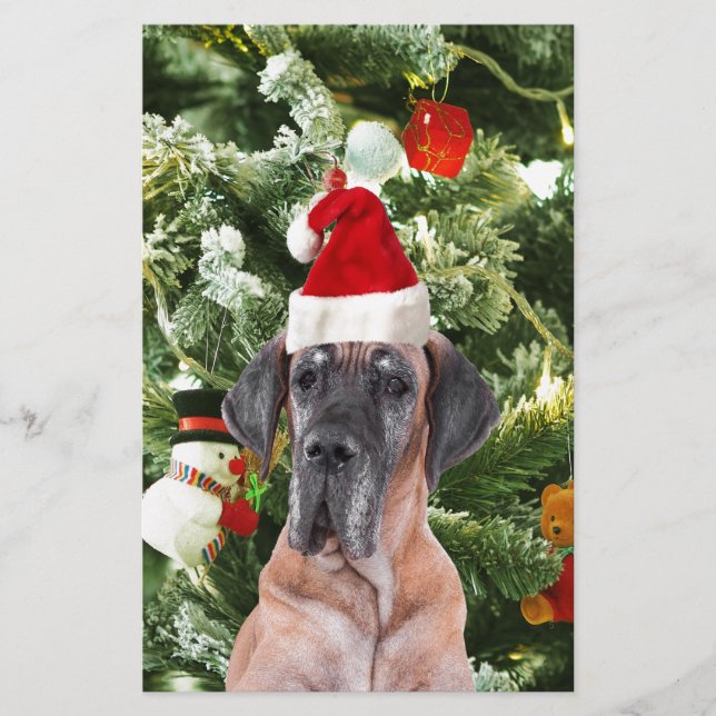 Papeterie Great Dane w Christmas Tree Cadeaux Boîtes de Noël (Devant)