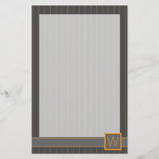 Papeterie Gris avec papier à rayures orange (Devant)