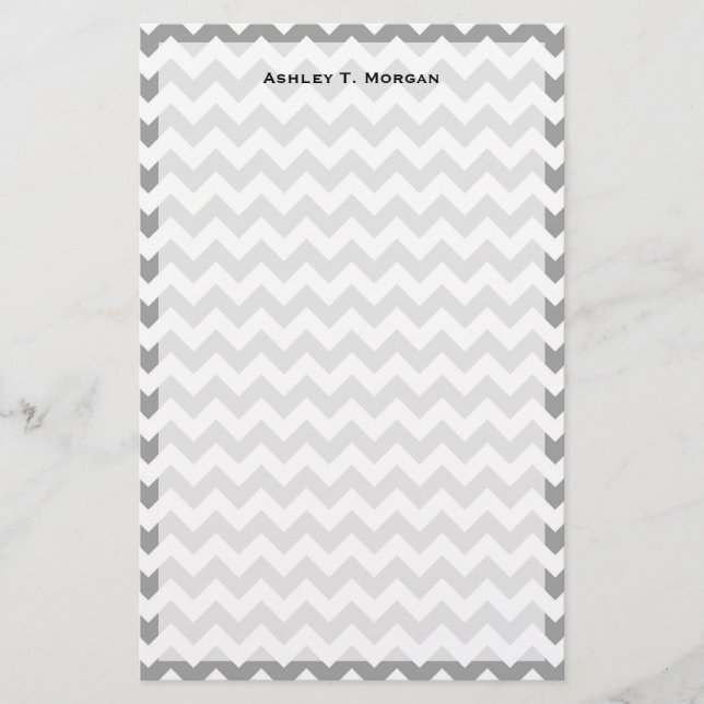 Papeterie Gris foncé motif chevron zig-zag blanc (Devant)