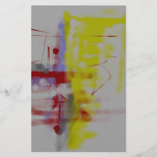 Papeterie Gris Rouge Jaune Expressionniste Abstrait