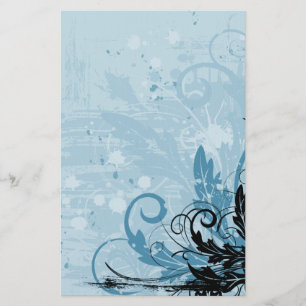 Papeterie Grunge Floral Design - Bleu clair