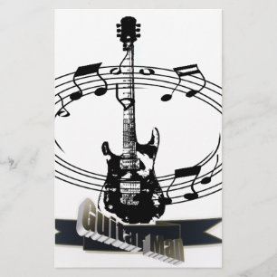 Papeterie Guitare et notes musicales