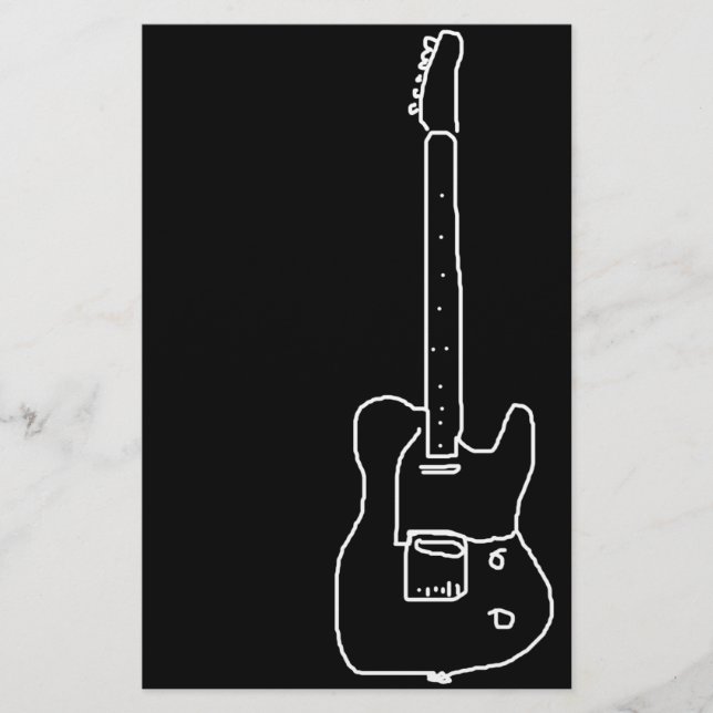 Papeterie guitare noire et blanche (Devant)