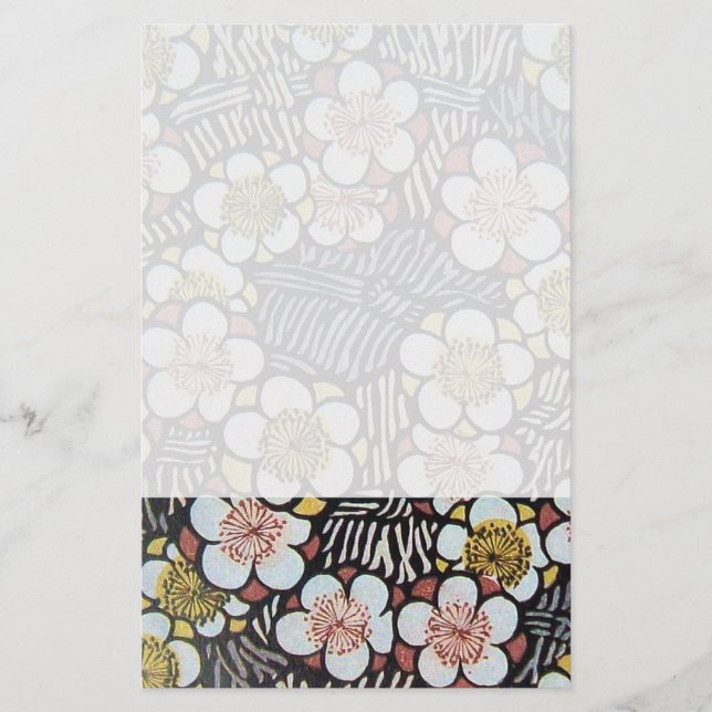 PAPETERIE HAIKU/ FLEURS DE PRINTEMPS JAUNE ROSE BLANC NOIR (Devant)