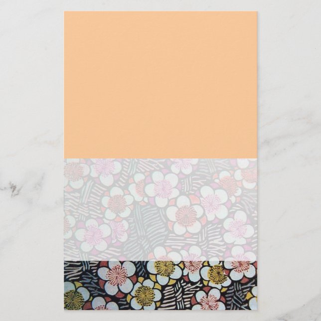 PAPETERIE HAIKU/ FLEURS DE PRINTEMPS JAUNE ROSE BLANC NOIR (Devant)