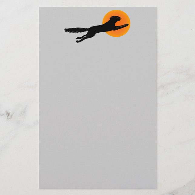 Papeterie Halloween Chat Noir Lune Orange (Devant)